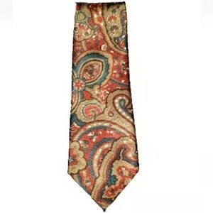 Vintage Etienne Aigner Men's Tie Red Gold Teal EUC